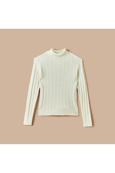 Juniors Textured Turtleneck Sweater With Long Sleeves