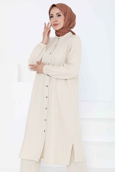 TOFİSA Costum dublu cu guler domnător bej - 27183