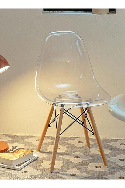 Taimi Modern Style Plastic Dining Chair Mid Century Modern DSW Chair, Shell Lounge ,Clear