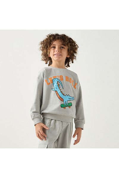 Juniors سويت شيرت بأكمام طويلة وطبعة جرافيكية