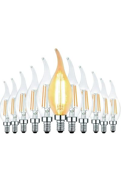 Generic مجموعة من 10 مصابيح شمعية LED غير قابلة للتعتيم، بقوة 6 وات، لون أبيض دافئ 2700 كلفن، قاعدة شمعية E14