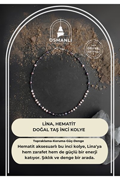 OSMANLI DOĞAL TAŞ لينا، قلادة من اللؤلؤ مع إكسسوار الهيماتيت