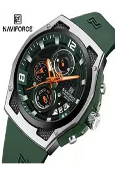 Naviforce Men's Sports Watches Silicone Strap Quartz Wristwatches Calendar Casual Wild Waterproof Watch