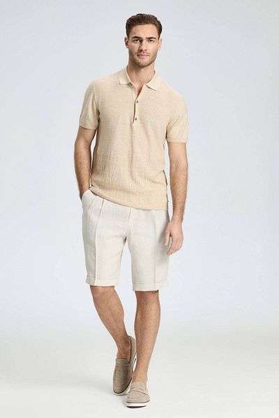 Hemington Linen Cotton Blend Cream Color Pattern Knitwear Polo