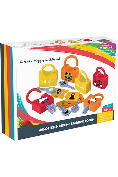 OEM Joc educativ cu lacate si chei de asociere imagini, Montessori, 6 lacate