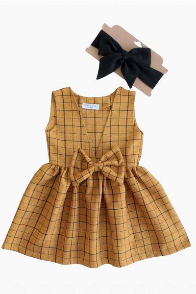 Parla Kids Baby Girl Mustard Anna Gilet Bandana Set