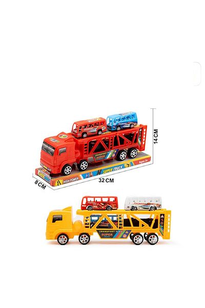 rexa Car carrier truck with two toy buses on its trailer toy for kids