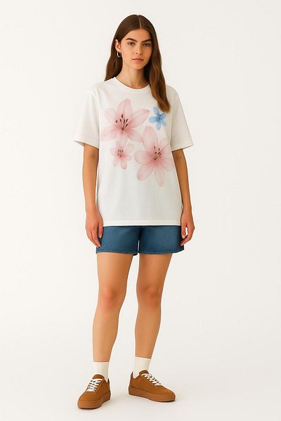 HAKKE Two Thread Rose Pattern T-Shirt