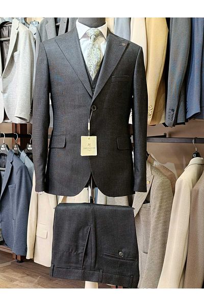 Ted Davıd Black Textured Vest Suit