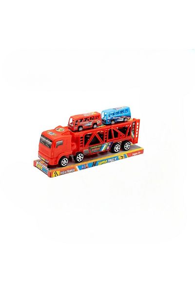 rexa Car carrier truck with two toy buses on its trailer toy for kids
