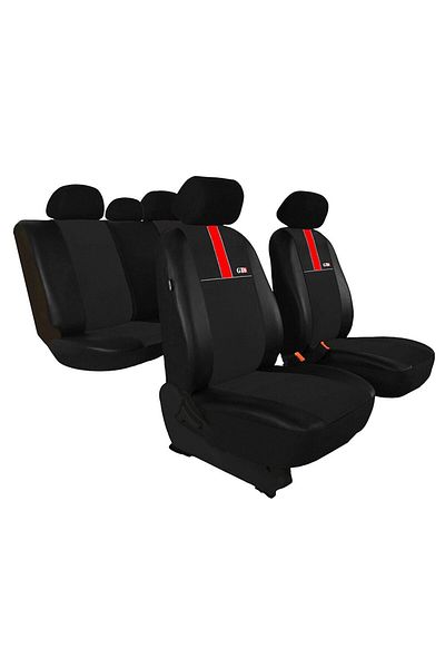 Pok-Ter Set Huse Scaune Auto Pok-Ter GT8, Piele Ecologica si Material Textil tip Alcantara, Negru - Rosu, 9