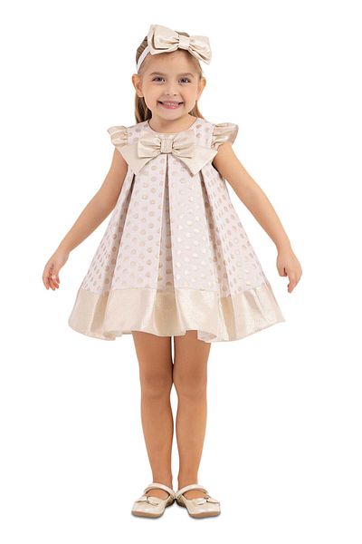 Pamina Rochie pentru fete, - Buline, Bandă asortată, Crem, 33178 - 86 cm, Crem