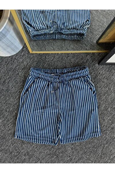 COMANCHERO Erkek Çizgili Waffle Patlı Kapri Şort