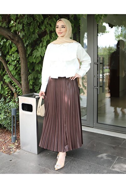 Miyalon Hijab Leather Look Γυναικεία πλισέ φούστα