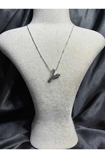 Fam&Co Jewelry Gümüş Renk Balon Harf Kolye – Y Harfi, Şık ve Minimal Tasarım