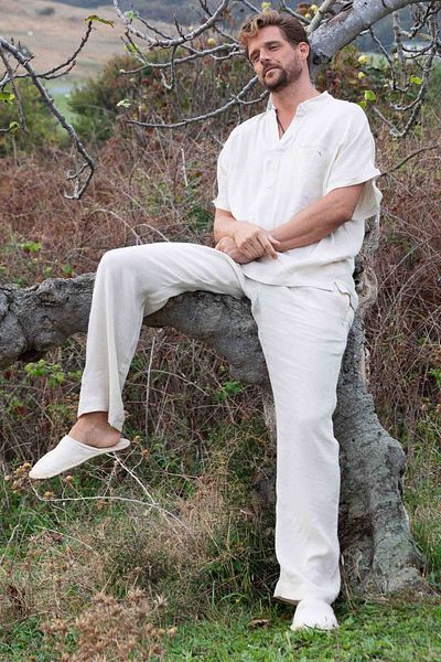 JOJOMIA Juan Men's Linen Trousers Beige