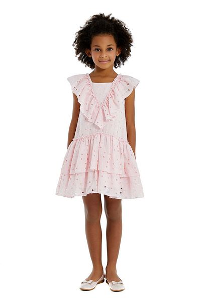 Pamina Rochie de vară pentru fete, - brodată, cu volane, roz, 324703 - 122 cm, roz