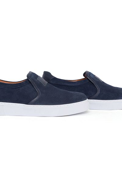Hemington Handmade Suede Leather Navy Blue Sports Shoes