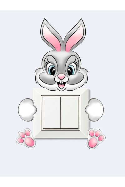 aiki Cute Rabbit Pattern Sticker, Decal, Wall Sticker