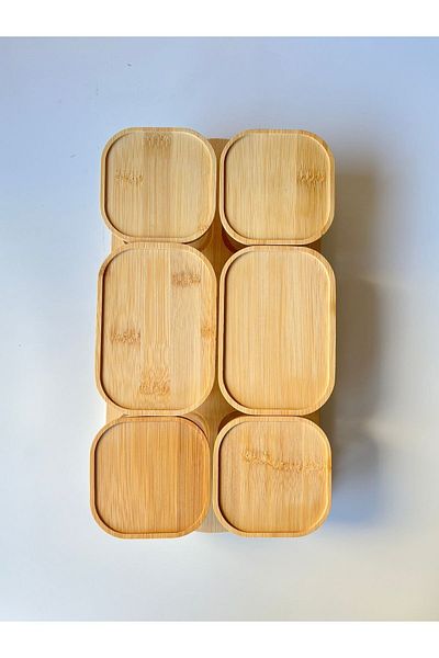 Mottogo 6-piece Glass Breakfast Set - Bamboo Tray