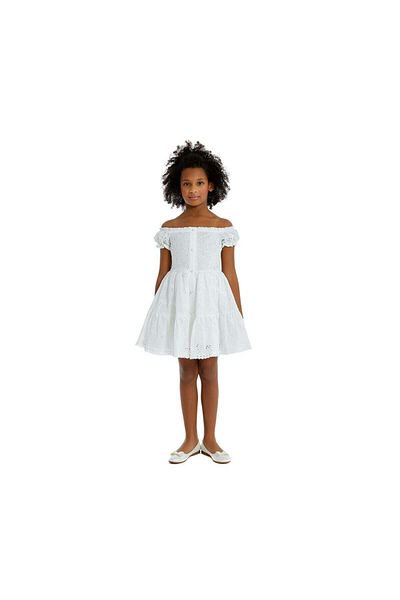 Pamina Rochie cu umerii goi, crep, alb, 324107 - 98 cm, alb