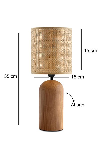 HOMİNG Brooklyn Bamboo Hazeran Rattan Wooden Lampshade Modern E14