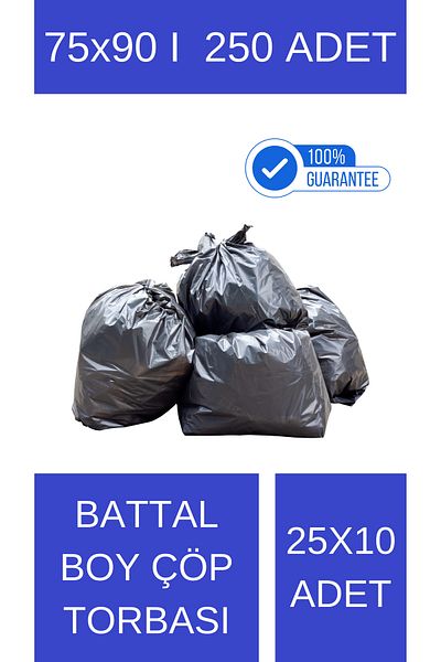 Lider Battal Boy Trash Bag 75X90 cm 70Lt 10X25 Package 250 Pieces