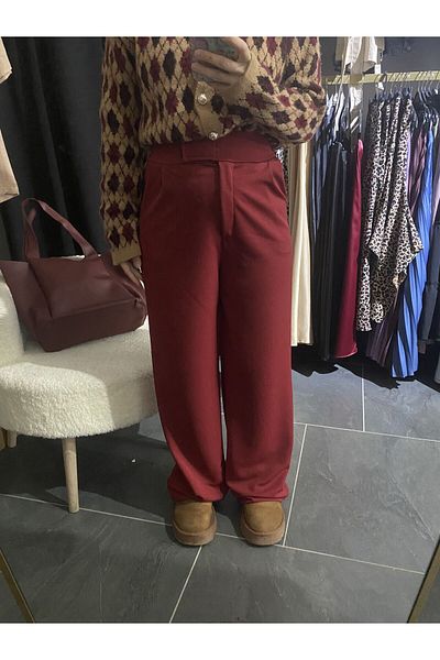 karpuzbutiks Crepe Fabric Borda Palazzo Pants-M