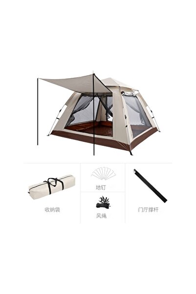 NEVARSA 5-6 Kişilik Tam Otomatik Tenteli Çift Kapılı Kare Kamp Çadırı 240*240*160