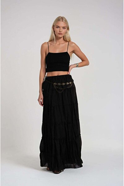 FABB Fusta neagră cu talie elastică