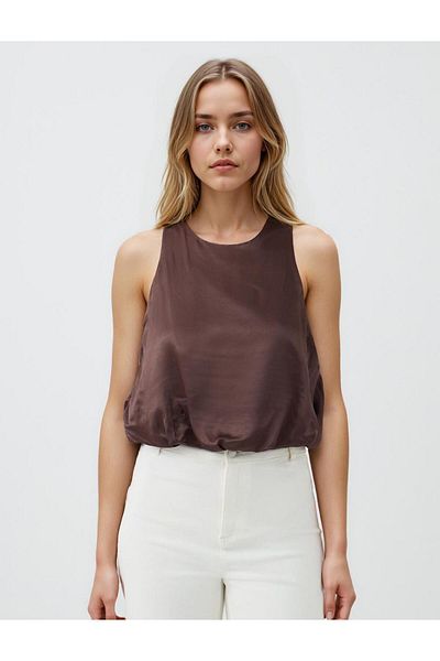 Jimmy Key Bitter Brown Halterneck Sleeveless Woven Blouse