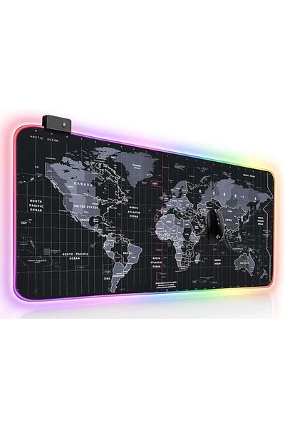 varioshop VarioShop® Large Rubberized Mousepad, with RGB LED Lighting, for Gaming, Office, Non-slip