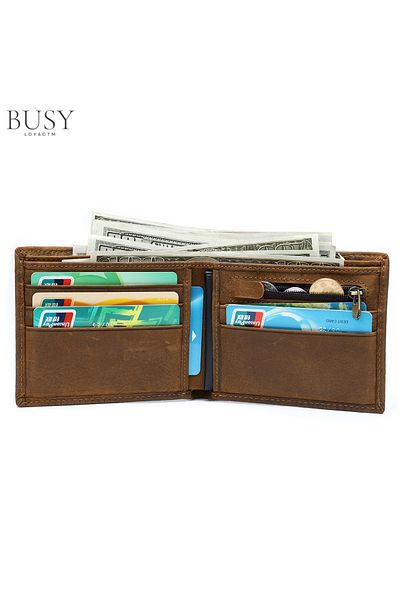 Busy Lady&Gentleman Men's wallet Crock II, genuine leather with crocodile print, ID card compatible, brown