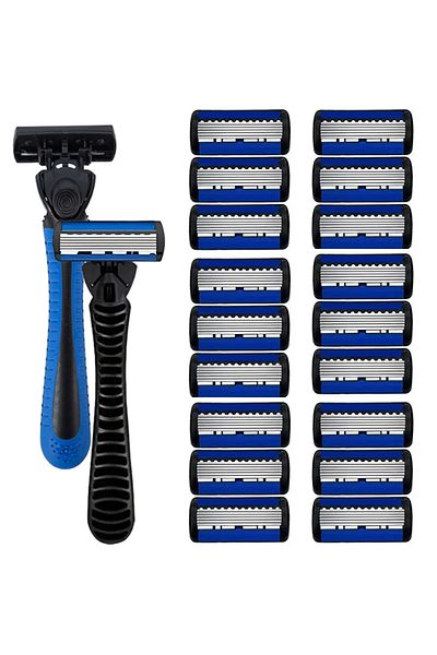 Choice 2 Handle 18blades 6-layer Razor Blade, Men's Stainless Steel Blade, Classic Water Washed Razor, Shar