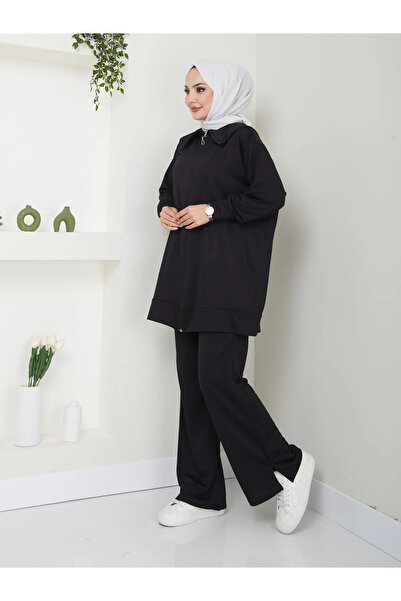 VOLT CLOTHİNG Women's Slit Zipper Collar Detailed Pants Hijab Set