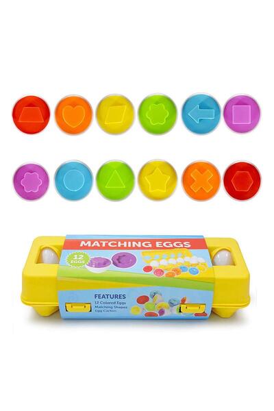 OEM Set of 12 eggs in a mold with geometric shapes, Montessori association and logic game