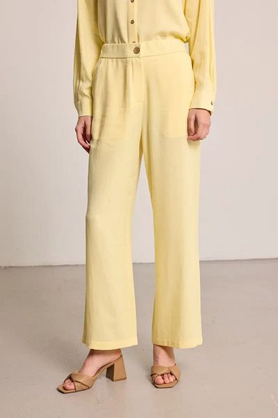Gusto Wide Leg Linen Trousers - Yellow