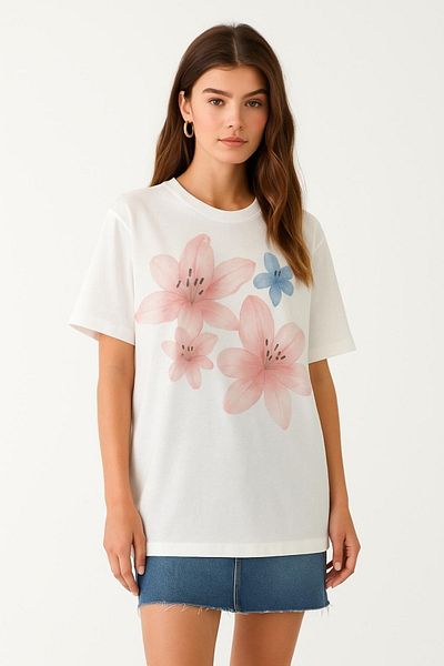 HAKKE Two Thread Rose Pattern T-Shirt