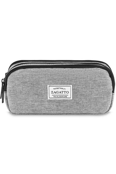 zagatto School Pencil Case, Zagatto®, Gray, Waterproof, Light & Practical, 3 Compartments, ZG875