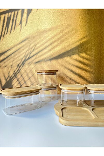 Mottogo 6-piece Glass Breakfast Set - Bamboo Tray