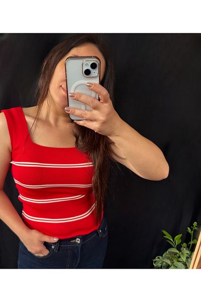 Shopriva Striped Knitwear Blouse Undershirt
