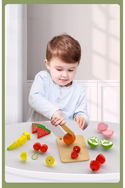 By Sally Wooden Basket Box Set with Chopping Board and Fruits, with Stickers