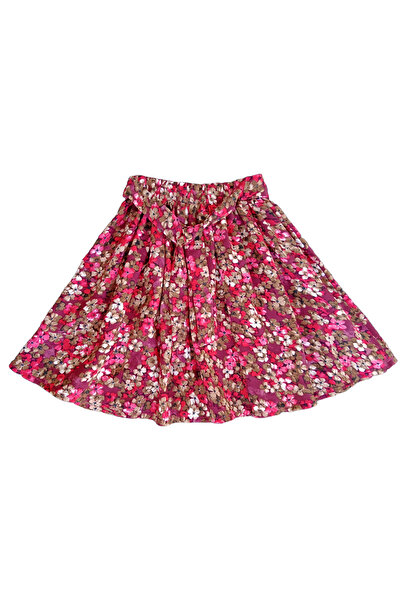 MODA59 Girl's Skirt Suit, Skirt T-Shirt Suit, Floral Skirt Twill Ecru T-Shirt