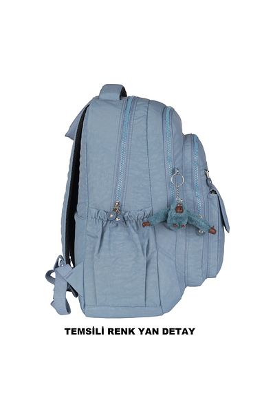 Relaxion Crinkle Waterproof Lined Fabric School Backpack Petrol 1620