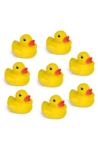 OEM Set of 8 Rubber Bath Ducks, Splashing and Floating, Fun and Interactive, Yellow