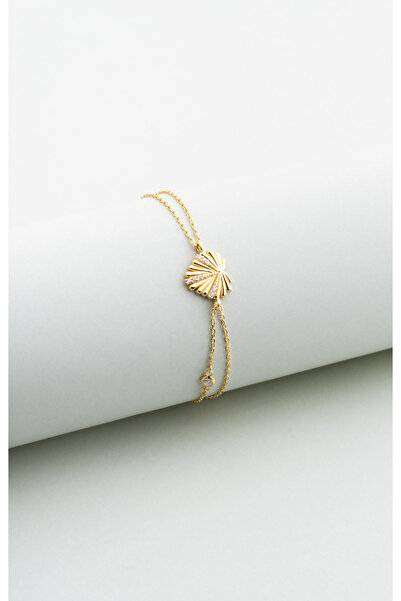 So CHIC... Deniz Kabuğu 18 Ayar Sarı Altın Kaplama 18 Cm Gümüş Minimal Bileklik