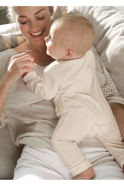 MAYORAL Baby Ribbed Long Jumpsuit Beige 1797