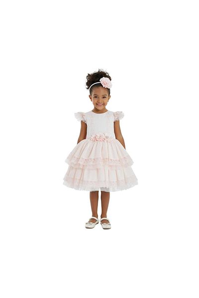 Pamina Pink Dress with Ruffles, Pamina, Matching Headband, 32181 - 98 cm