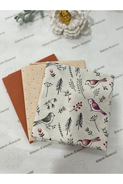 goblenkanaviçe Pamuk Kumaş Seti 3'lü Set, Desenli Kumaş 50x100 cm