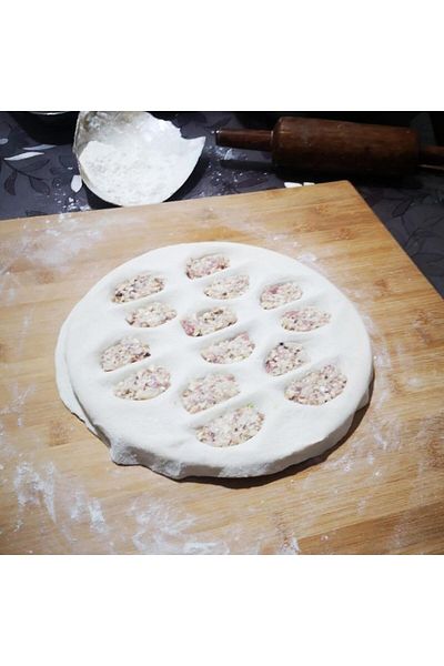 zola Ravioli or dumpling mold, Zola, 14 semicircles, mold diameter 24.2 cm, stainless steel, silver